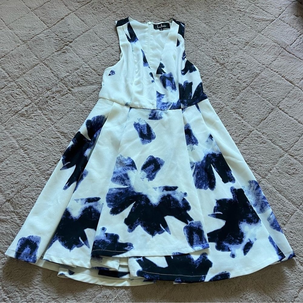 Lulu's‎ Floral Fit & Flare Dress Preppy Party Prom Homecoming Wedding Guest Sz S